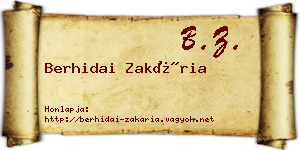Berhidai Zakária névjegykártya